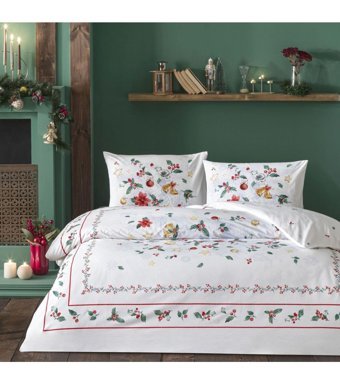 Taç Charm Glow Pamuk 200x220 cm Çarşaflı Baskılı Çift Kişilik Nevresim Takımı Çok Renkli