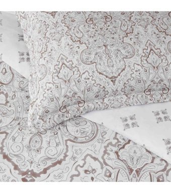 Taç Cassandra Saten 4 Mevsim 200x220 cm Çarşaflı Fitilli Çift Kişilik Nevresim Takımı Gri