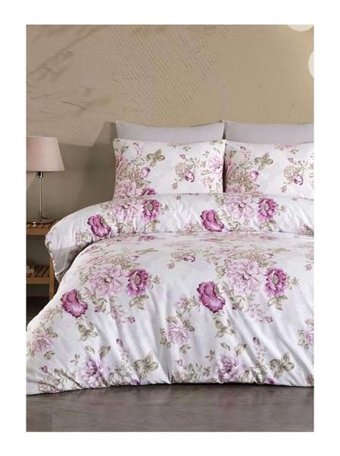 Jolly Home Lina Pamuk 4 Mevsim 200x220 cm Çarşaflı Çift Kişilik Nevresim Takımı Mürdüm