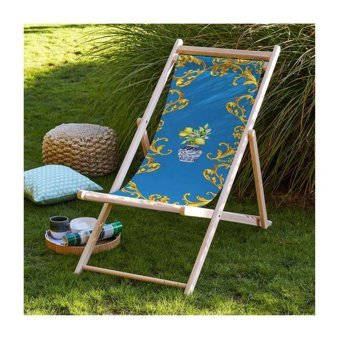 Adawall Blue Lemon Ahşap Katlanır Taşınabilir Şezlong