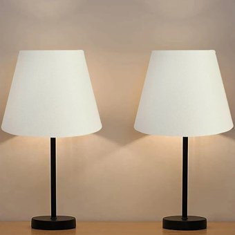 Evlight Kumaş Siyah 2'li Metal Ayaklı Abajur