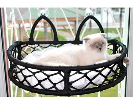 Furnia Vantuzlu Tek Fonksiyonlu Cama Yapışan Kedi Yatağı Siyah