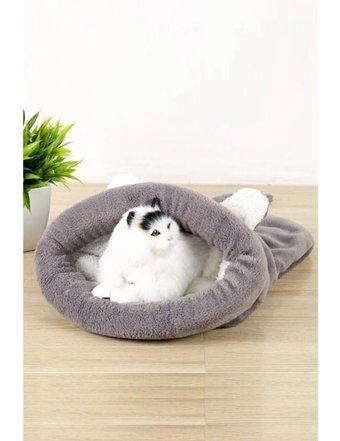 Bundera Yıkanabilen Tek Fonksiyonlu 60x55 cm Minder Kedi Yatağı Gri