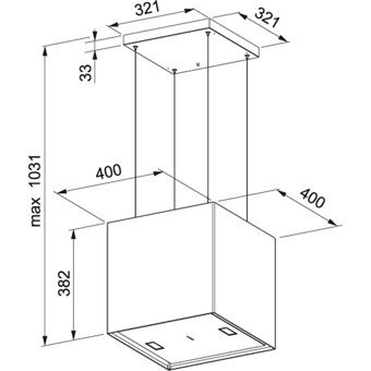 Franke FME 407 BK Mercury 250 W 420 m³ Emiş Gücü 40 cm Paslanmaz Çelik Bacasız Ada Tipi Davlumbaz Mat Siyah
