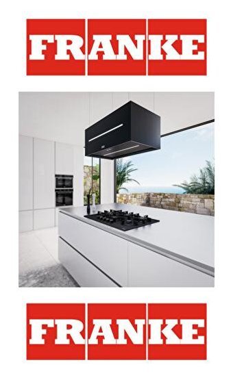 Franke Fmas BK Extra Matt F80 240 W 740 m³ Emiş Gücü 80 cm Paslanmaz Çelik Karbon Filtreli Bacalı Ada Tipi Davlumbaz Siyah
