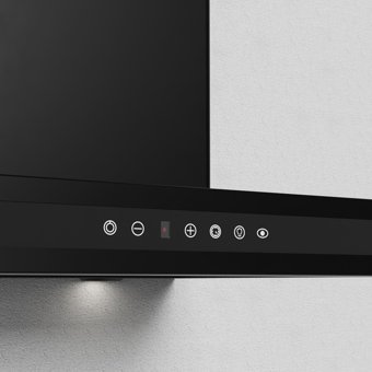 Kügerr F10 290 m³ Emiş Gücü 60 cm Paslanmaz Çelik Bacalı Duvar Tipi Davlumbaz Siyah