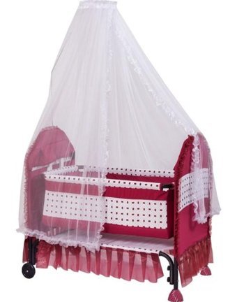Baby Dak Aysel Demir 15 kg Dikdörtgen Tekerlekli Sallanan Beşik Bordo
