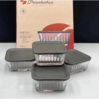 Paşabahçe Freyza Kare Cam-Plastik Saklama Kabı 4x225 ml
