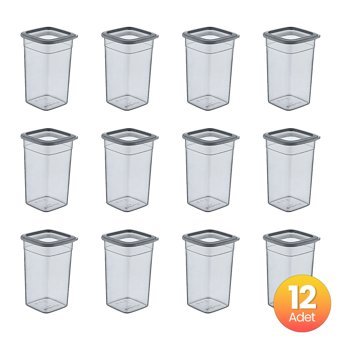 Smartware Skali Kare Plastik Saklama Kabı 12x1.44 lt Siyah
