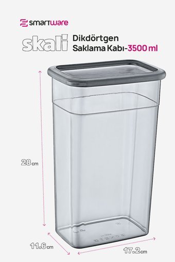 Smartware Skali Dikdörtgen Plastik Saklama Kabı 6x3.5 lt Siyah