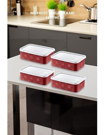 Smartware Dikdörtgen Plastik Saklama Kabı 4x1.6 lt Kırmızı