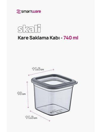 Smartware Skali Kare Plastik Saklama Kabı 6x740 ml Siyah