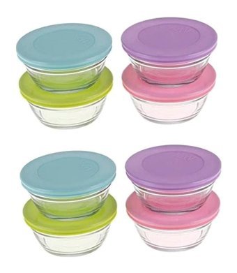 Lav Yuvarlak Cam-Plastik Saklama Kabı 8x250 ml