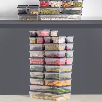 Porsima Set Dikdörtgen-Kare Plastik Saklama Kabı 32'li Siyah