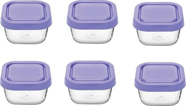 Paşabahçe Snowbox Kare Cam-Plastik Saklama Kabı 6x275 ml