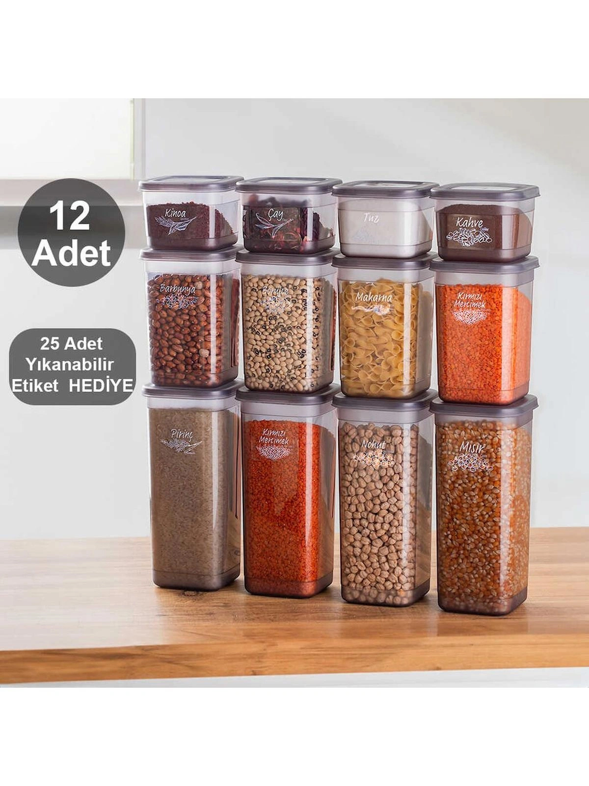 Porsima Set Kare Plastik Saklama Kabı 4x600 ml-4x1.3 lt-4x1.9 lt