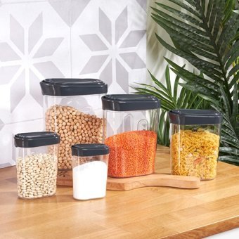 Karaca Slot Kare Plastik Saklama Kabı 10x250 ml-500 ml-750 ml-1 lt-1.5 lt
