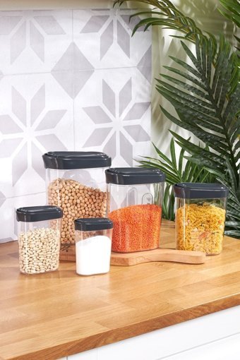 Karaca Slot Kare Plastik Saklama Kabı 10x250 ml-500 ml-750 ml-1 lt-1.5 lt