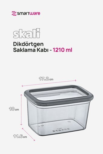 Smartware Skali Dikdörtgen Plastik Saklama Kabı 6x1.21 lt Siyah