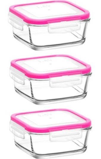 Lav Fresco Kare Cam-Plastik Saklama Kabı 3x375 ml