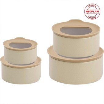 Neoflam Fika One Yuvarlak Seramik Saklama Kabı 4x200 ml-420 ml-600 ml-1 lt