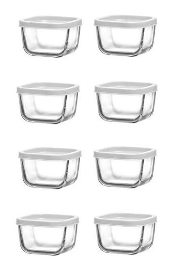 Lav Kahvaltılık Kare Cam-Plastik Saklama Kabı 8x270 ml