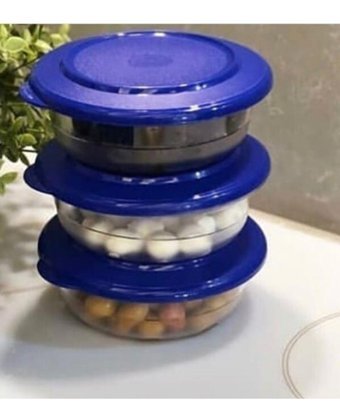 Tupperware Kristal Kase Yuvarlak Plastik Saklama Kabı 3x275 ml