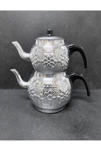 Yıldız Çelik Motif Desen Alüminyum Çaydanlık Gümüş