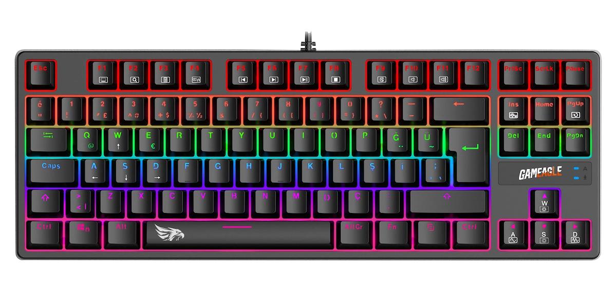 Gamingtech Gameagle Fullflex Türkçe Q RGB 88 Tuşlu Blue Switch Kablolu Siyah Mekanik Gaming Klavye