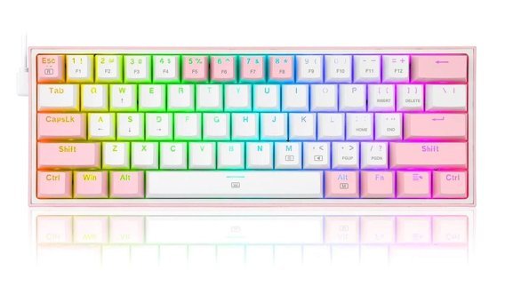 Redragon K617 Türkçe Q RGB 61 Tuşlu Kablolu Pembe Mekanik Gaming Klavye