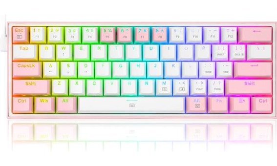 Redragon K617 Türkçe Q RGB 61 Tuşlu Kablolu Pembe Mekanik Gaming Klavye