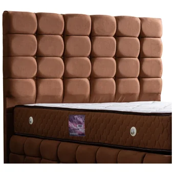 Setay Duke Lüx 140 x 190 cm Ayrılabilen Başlıklı Çift Kişilik Sandıklı Baza Seti Açık Kahverengi