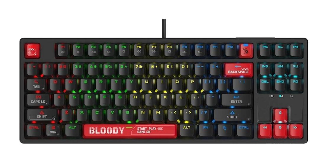 A4tech S87 Türkçe Q RGB 88 Tuşlu Red Switch Kablolu Siyah Mekanik Gaming Klavye