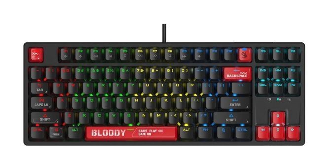 A4tech S87 Türkçe Q RGB 88 Tuşlu Red Switch Kablolu Siyah Mekanik Gaming Klavye