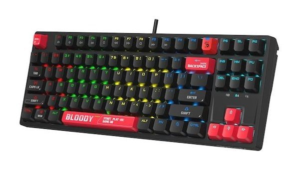 A4tech S87 Türkçe Q RGB 88 Tuşlu Red Switch Kablolu Siyah Mekanik Gaming Klavye