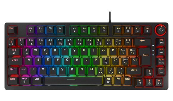 Rampage Enıgma 75 Türkçe Q RGB Red Switch Kablolu Siyah Mekanik Gaming Klavye
