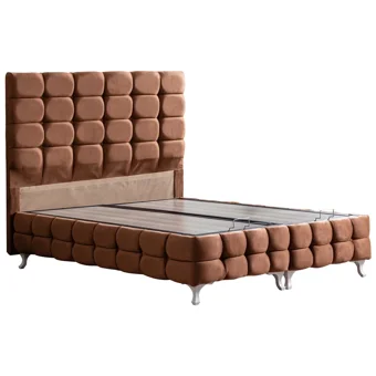 Setay Duke Lüx 140 x 190 cm Ayrılabilen Başlıklı Çift Kişilik Sandıklı Baza Seti Açık Kahverengi