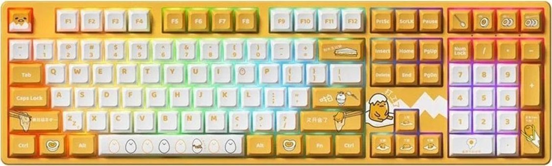 Akko Gudetama 5108 İngilizce Q RGB 108 Tuşlu Kablosuz Sarı Mekanik Gaming Klavye