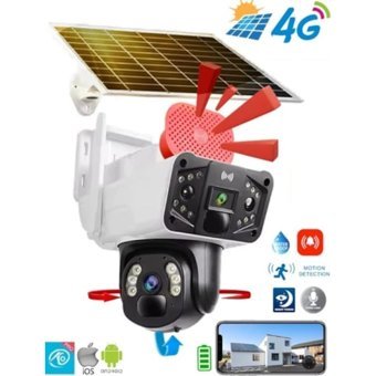 O-Kam 3915 Wi-Fi Güneş Enerjili Sim Kartlı 2 Kameralı Gece Görüşlü İç-Dış Mekan Kablosuz Güvenlik Kamerası