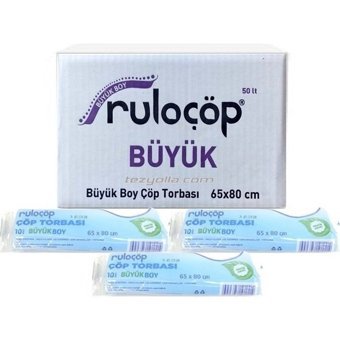 Ruloçöp Büyük Boy 65x80 cm Çöp Poşeti 50x10 Adet Siyah