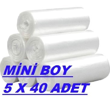 Marin Şeffaf Mini Boy 44x45 cm Çöp Poşeti 5x40 Adet Beyaz