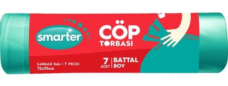Smarter Battal Boy 72x95 cm Çöp Poşeti 7 Adet Yeşil