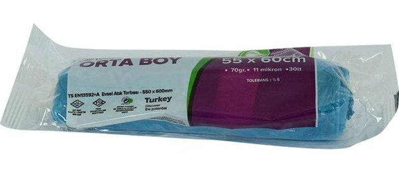 Polmix Orta Boy 55x60 cm Çöp Poşeti 20 Adet Mavi