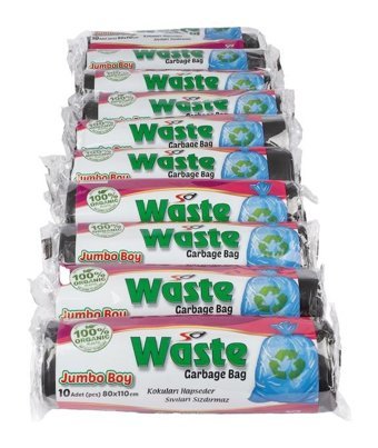 Sa Waste Jumbo Boy 80x110 cm Çöp Poşeti 10x10 Adet Siyah
