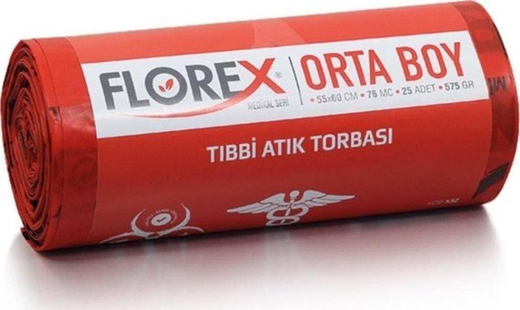 Florex Orta Boy 55x60 cm Çöp Poşeti 10x25 Adet Kırmızı