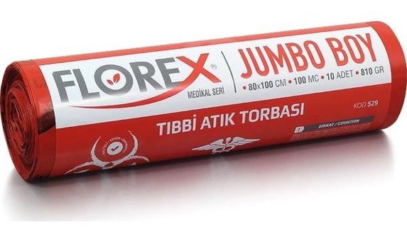 Florex Jumbo Boy 80x110 cm Çöp Poşeti 10 Adet Kırmızı