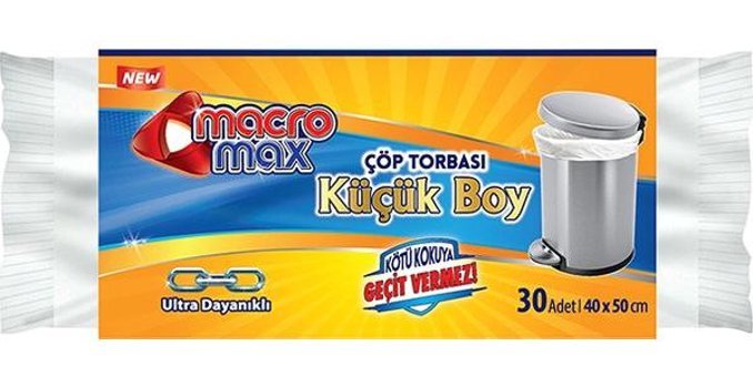 Macromax Küçük Boy 40x50 cm Çöp Poşeti 3x30 Adet Beyaz