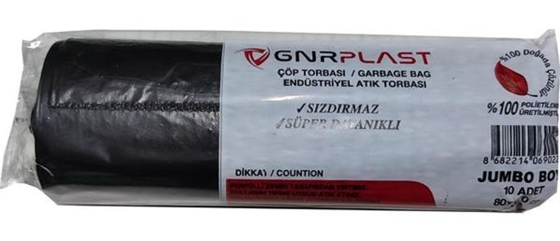 Gnr Endüstriyel Jumbo Boy 80x110 cm Çöp Poşeti 10 Adet Siyah