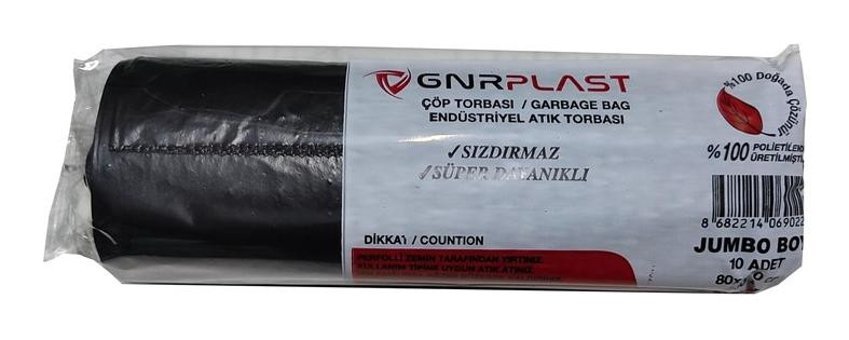 Gnr Endüstriyel Jumbo Boy 80x110 cm Çöp Poşeti 10 Adet Siyah