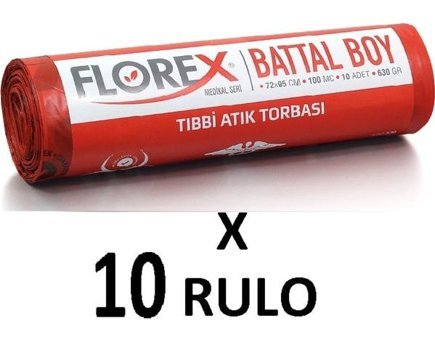Florex Battal Boy 72x95 cm Çöp Poşeti 10x10 Adet Kırmızı